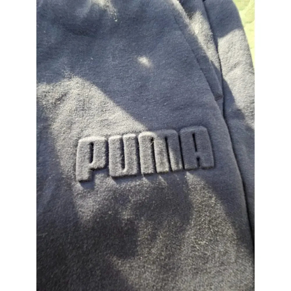 NWT PUMA Set Men's Modern V2 Embossed Blue Fleece Jogger Sweatpants/ Hoodie Sz M